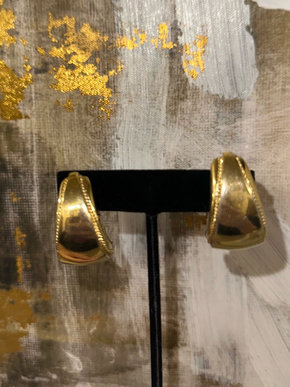 ST. JOHN Gold Curved Dome Clip-On Earrings
